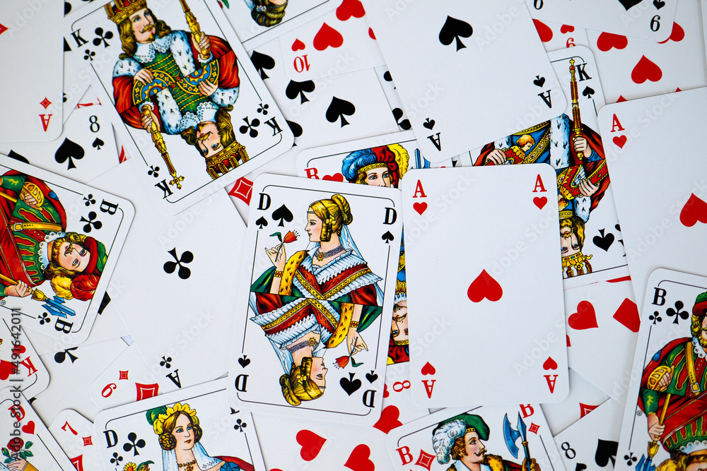 Background or wallpaper deck of cards. Ace of hearts and queen of spades on top Background or wallpaper deck of cards. Ace of hearts and queen of spades on top