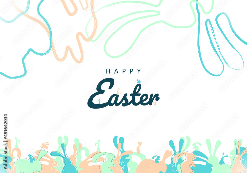 Cute easter background pattern with bunnies in pastel colors. Great for Easter cards, banners. Vector design