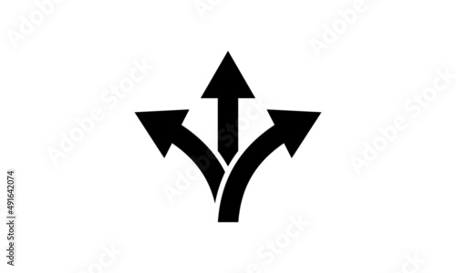 Direction symbols. Arrow three isolated illustration vector graphic design elements road way sign icon