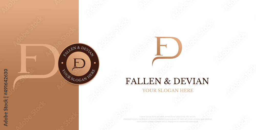Initial FD Logo Design Vector