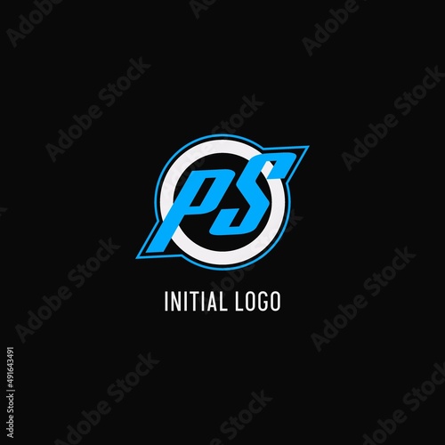 Initial PS logo circle line, creative esport team logo monogram style