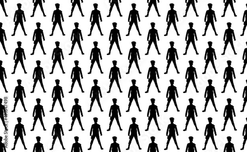 Shadow of a man seamless pattern on a white background.