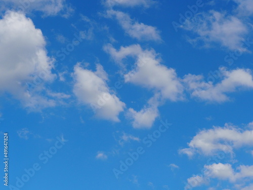 The blue sky and white clouds are scattered beautifully. Nature image for cloud pattern background on  sky 