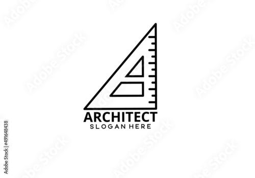 letter a angled ruler architect logo