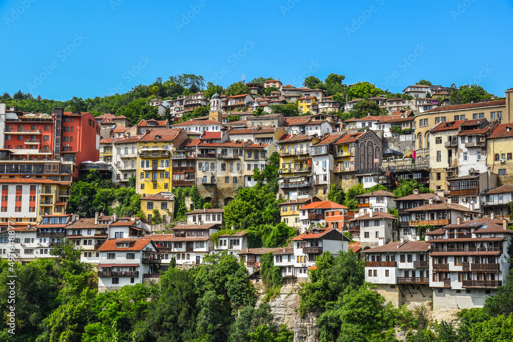 Houses on the mountain city landscape - Veliko Tarnovo Bulgaria