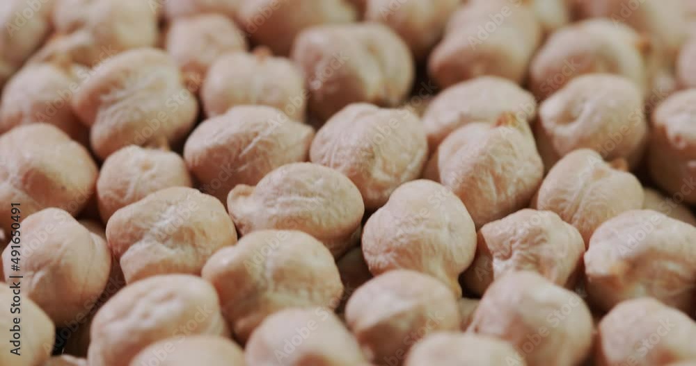 Close-up shot: Chickpea grains - a healthy natural food Close-up shot: Chickpea grains - a healthy natural food