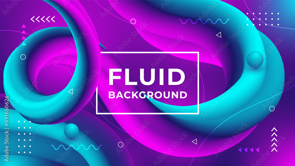 Fototapeta premium Dynamic blue and pink color background design template. 3D liquid wave modern Colorful style background design. Modern abstract vector background. 