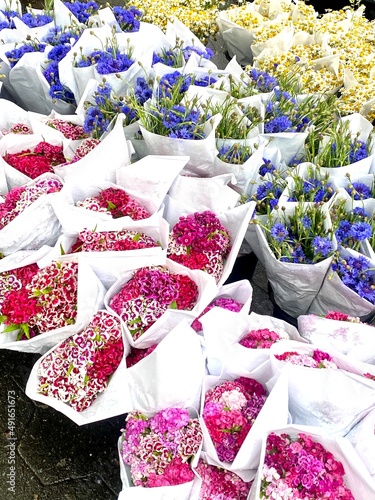 Beautiful Flower Arrangements at the Market in Pink White Lavender Purple and Yellow