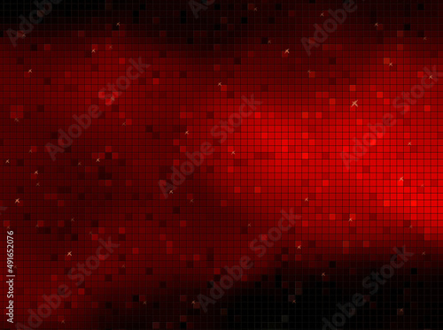 bright background in red with square structure