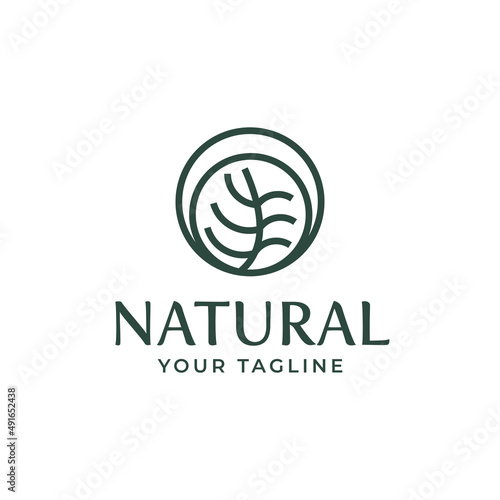 Abstract Logo based on creative geometric lines of nature tree.