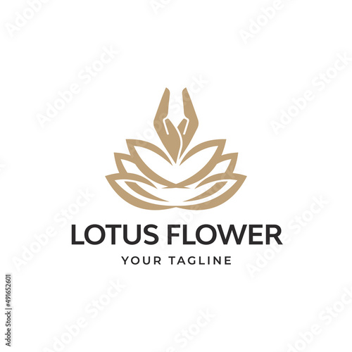 Fototapeta Naklejka Na Ścianę i Meble -  Spa lotus flower line art logo design,Abstract emblem, design concept, logo, logotype elements for template
