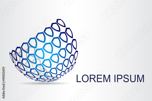 Abstract global security logo stylized spherical surface with shield shapes. This logo is suitable for global security company.