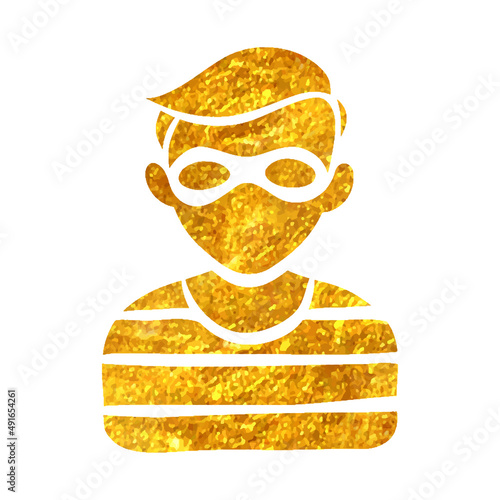 Hand drawn gold foil texture icon Burglar