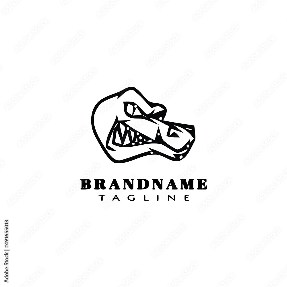 crocodile logo cartoon icon design template black isolated vector cute