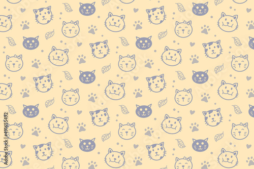 Cute seamless cats pattern background