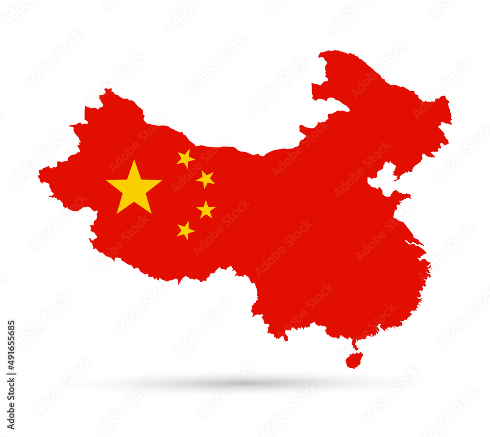 China Flag Map isolated China Flag Map isolated
