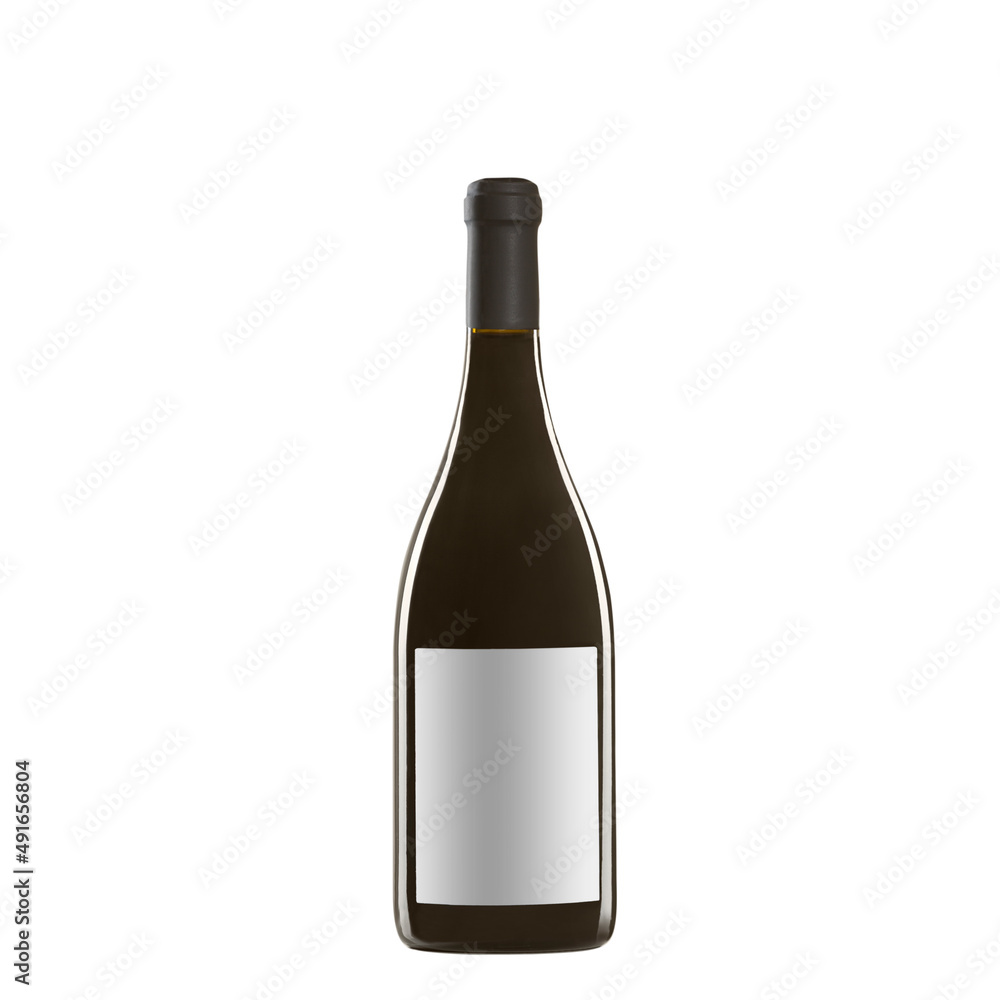 red wine bottle with blank label isolated on white background. red wine bottle with blank label isolated on white background.