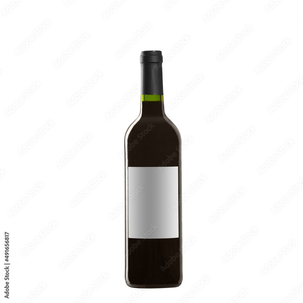 Obraz premium red wine bottle with blank label isolated on white background.