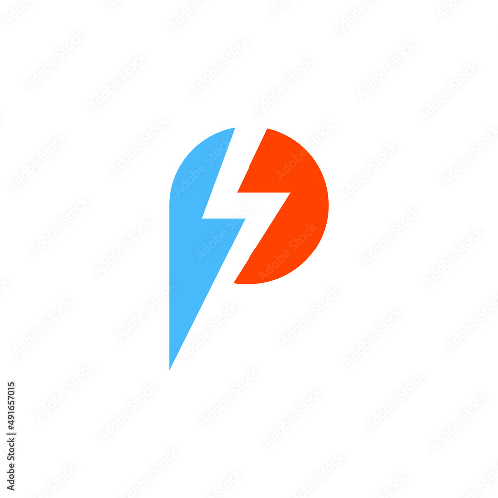 letter P monogram logo with lightning shape, modern and simple stylish logo letter P monogram logo with lightning shape, modern and simple stylish logo