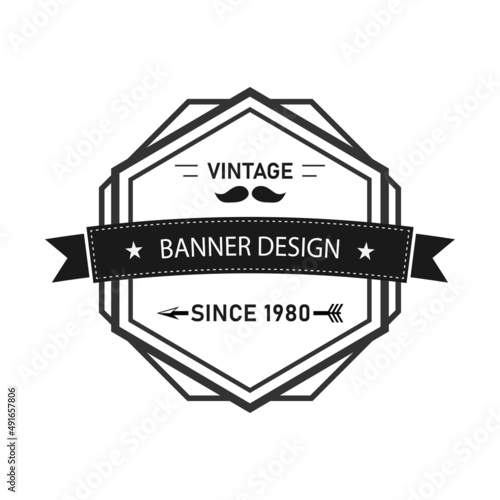 Vintage Banner Template Design for Label, Frame, Product Tags. Retro Emblem Design. Vector illustration