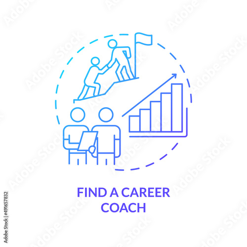 Find career coach blue gradient concept icon. What to do if career is wrong abstract idea thin line illustration. Change without regret. Isolated outline drawing. Myriad Pro-Bold font used