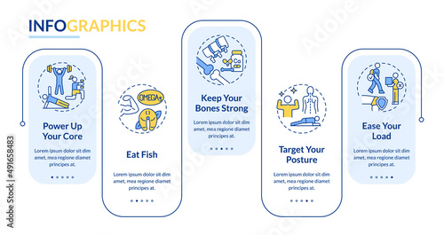 Natural relief from arthritis pain advices rectangle infographic template. Data visualization with 5 steps. Process timeline info chart. Workflow layout with line icons. Lato-Bold, Regular fonts used