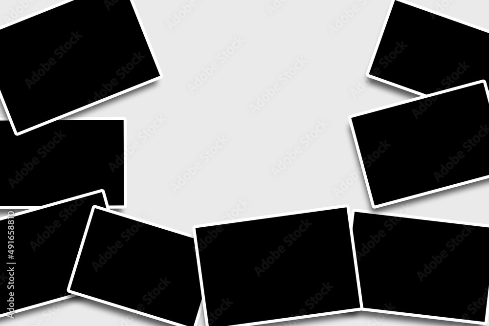 8 Rectangle photo frames in black and white colors with clean ...