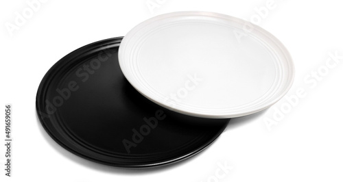 Black and white plates isolated on a white background