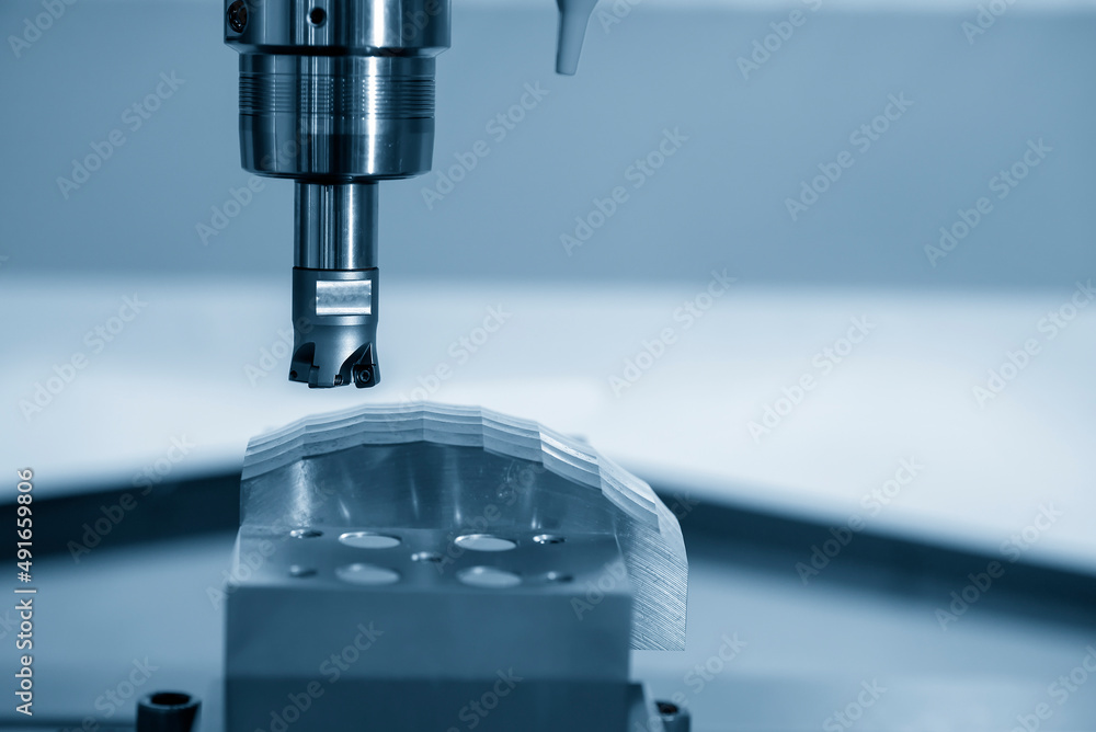 The CNC milling machine rough cutting the injection mold insert part by indexable tools. The CNC milling machine rough cutting the injection mold insert part by indexable tools.