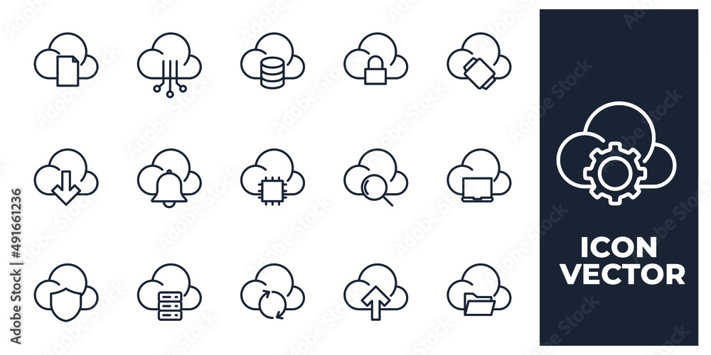 set of Cloud computing elements symbol template for graphic and web design collection logo vector illustration set of Cloud computing elements symbol template for graphic and web design collection logo vector illustration
