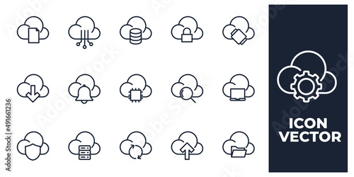 set of Cloud computing elements symbol template for graphic and web design collection logo vector illustration
