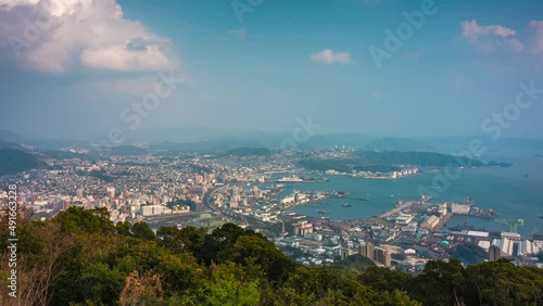 Nagasaki, Japan skyline at the bay. photo