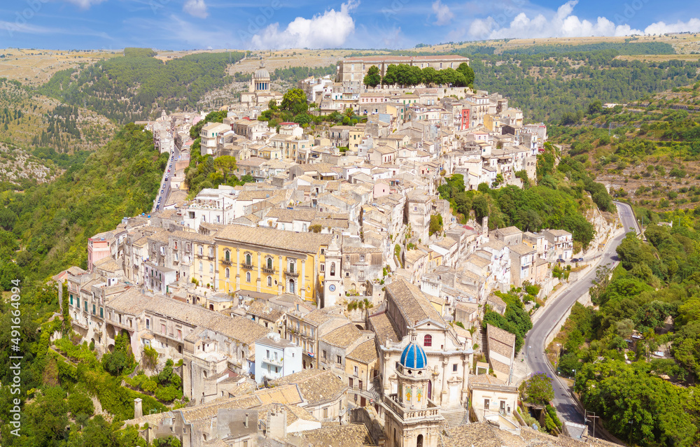 Fototapeta premium Ragusa (Sicilia, Italy) - A view of touristic baroque city in Sicily island, deep southern of Italy, with his old historical center named Ibla, UNESCO site.