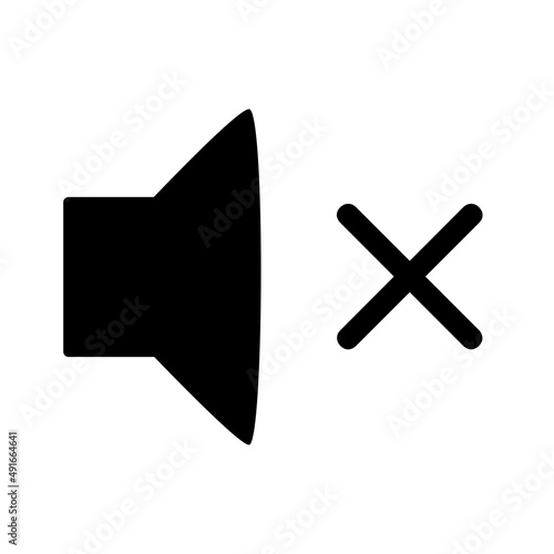 ミュートのアイコン。無音、音を消す意味を表すイラスト。