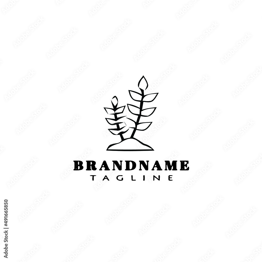 cute plants with leaves logo icon design template vector illustration