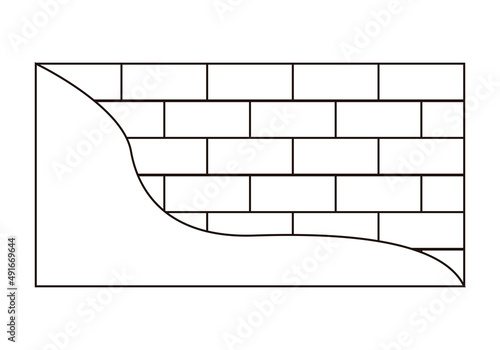 Icono negro de muro de ladrillos con parte pintada.