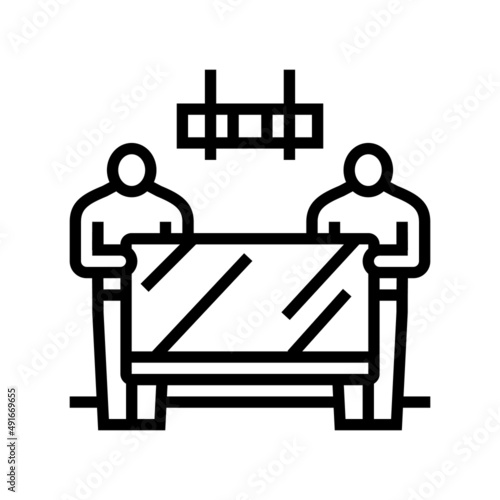 tv wall mounting line icon vector. tv wall mounting sign. isolated contour symbol black illustration