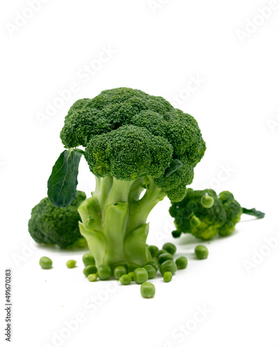 single Broccoli isolated on white background.