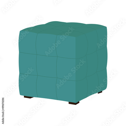 Turquoise pouf isolated on white background