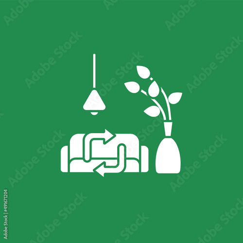 Ecology glyph icon. Eco interior design. Reusable furniture. Recycled materials concept.Filled flat sign. Isolated silhouette vector illustration