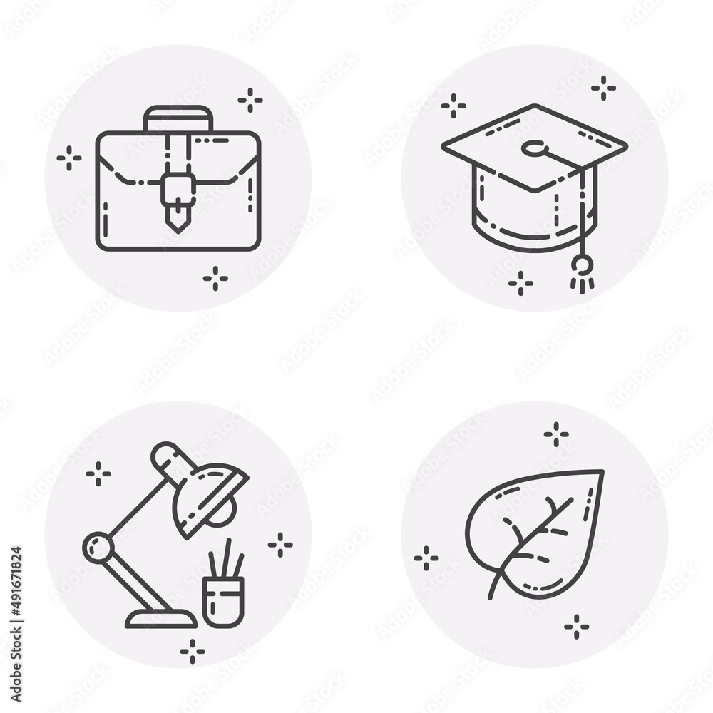 Fototapeta premium Education Flat Icon Set Isolated On White Background
