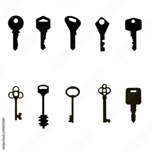 keys silhouette collection, isolated vector