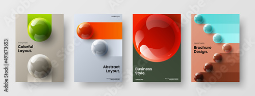 Abstract booklet vector design layout bundle. Creative 3D balls corporate cover concept collection.