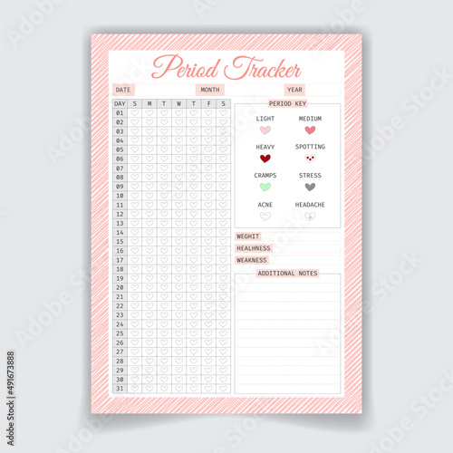 Women period tracker template Design