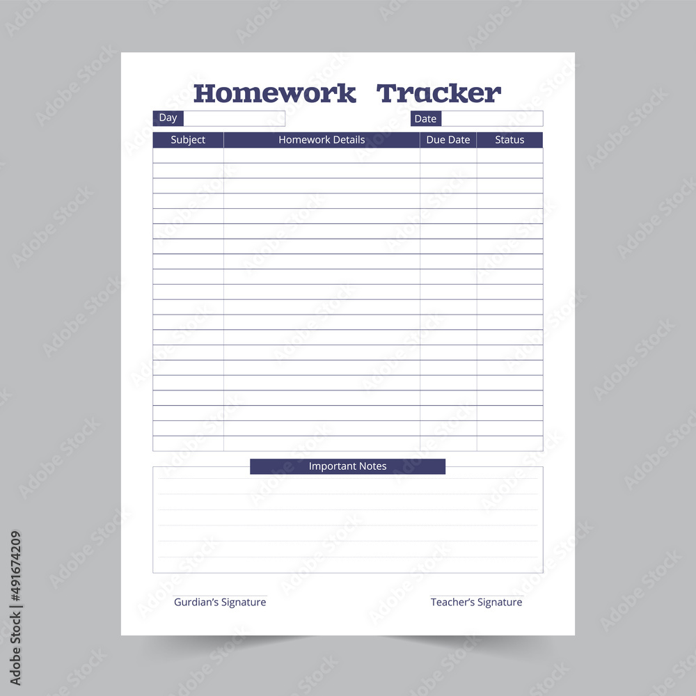 Homework Tracker KDP Template Design, Assignment Template, Back to School, Student Notebook, Homework Logbook Homework Tracker KDP Template Design, Assignment Template, Back to School, Student Notebook, Homework Logbook