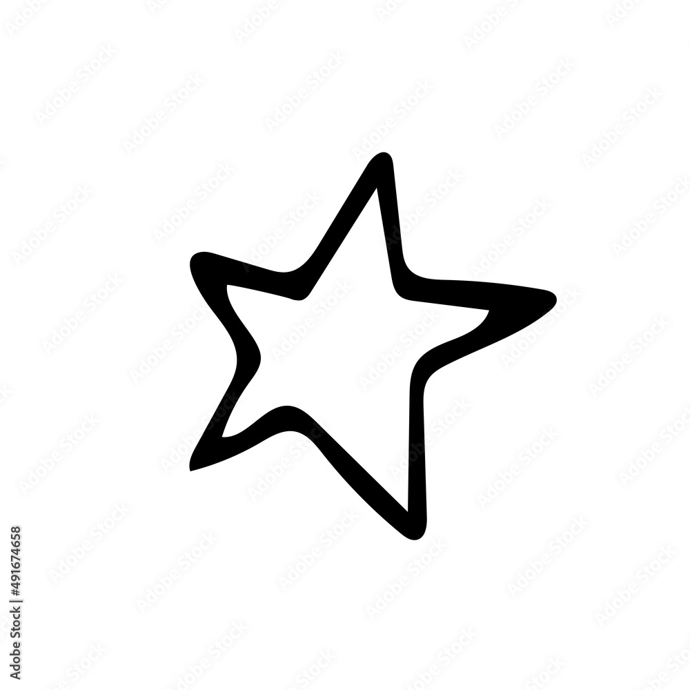 Obraz premium Hand drawn doodle star. Vector star shaped element. Black Outline.