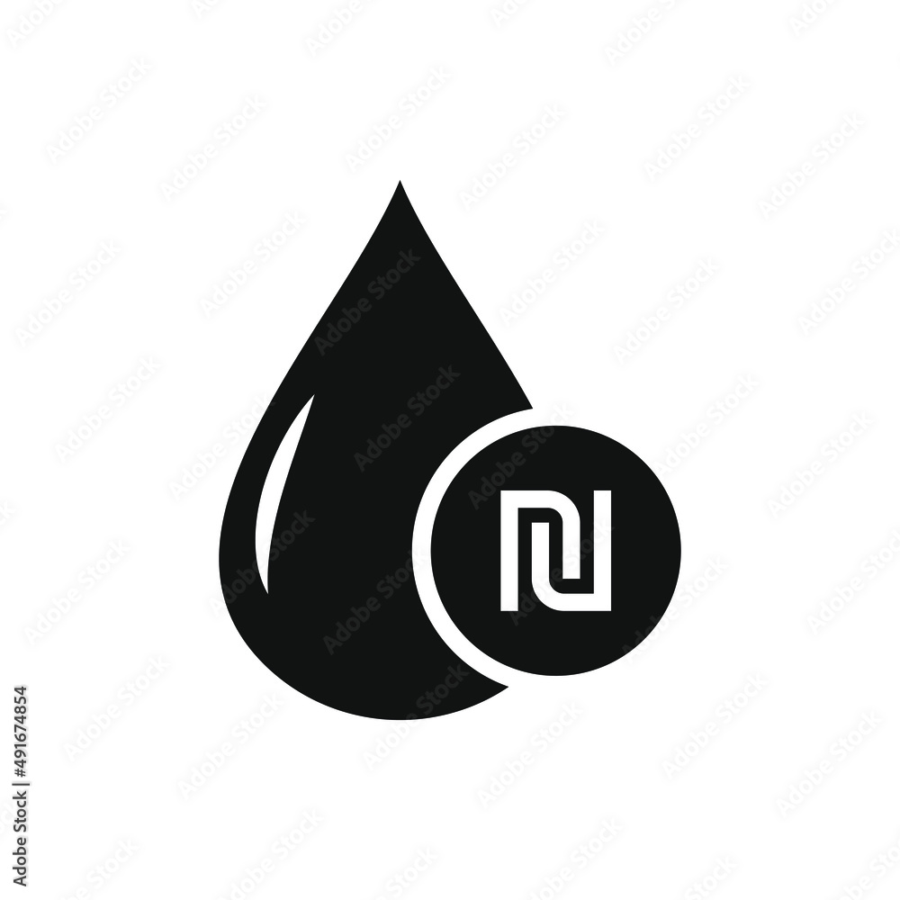 Oil drop with shekel currency sign isolated on white background. Vector illustration