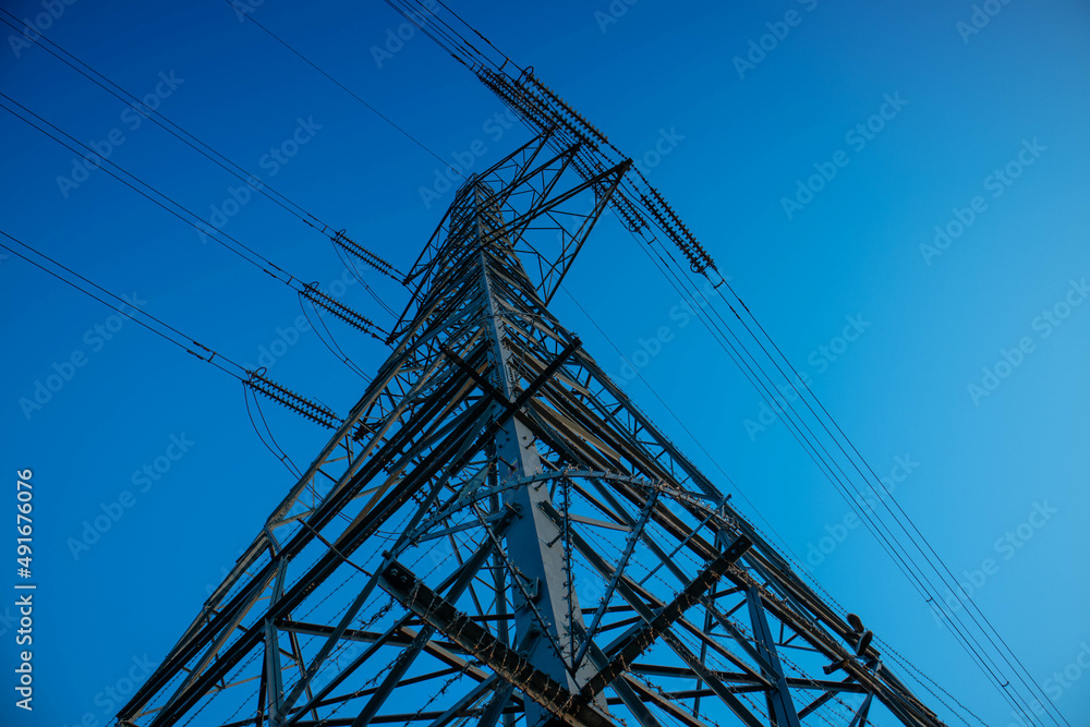 power lines on pylon