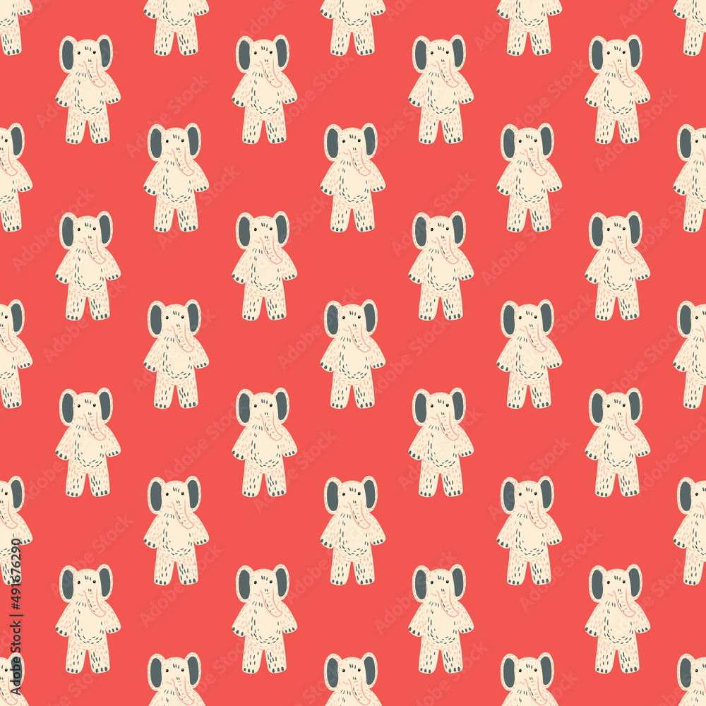 Cute elephant toy seamless pattern. Funny child playthings in doodle style. Cute elephant toy seamless pattern. Funny child playthings in doodle style.