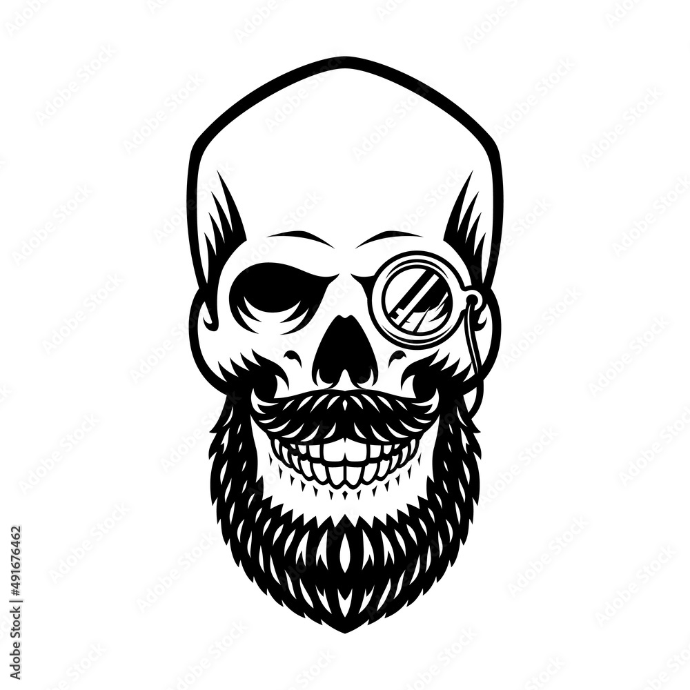 Vintage skull with a beard